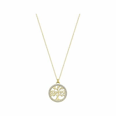 Collier Lotus Tree Of Life en argent plaqué or et oxydes de zirconium