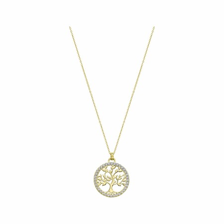 Collier Lotus Tree Of Life en argent plaqué or et oxydes de zirconium