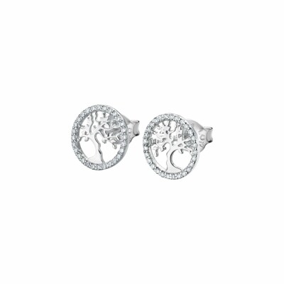 Boucles d'oreilles Lotus Tree Of Life en argent et oxydes de zirconium