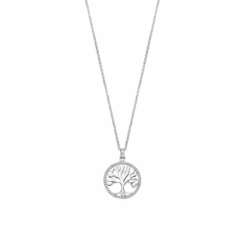 Collier Lotus Silver Tree Of Life en argent et strass