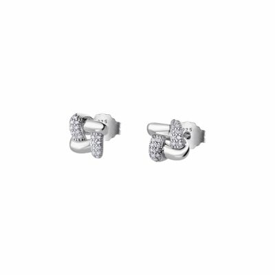 Boucles d'oreilles Lotus Silver Pure Essential en argent et strass