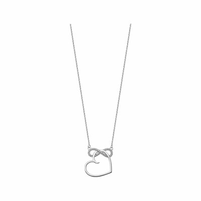 Collier Lotus Moments Coeurs et Infini en argent et oxydes de zirconium