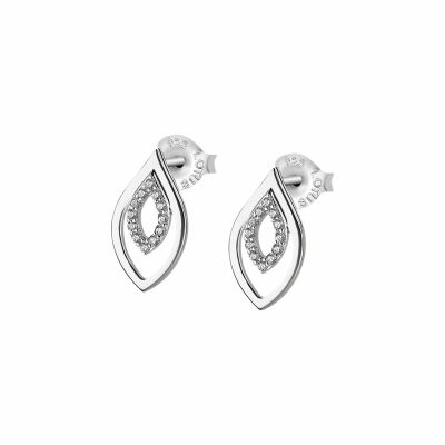 Boucles d'oreilles Lotus Silver Pure Essential en argent et strass