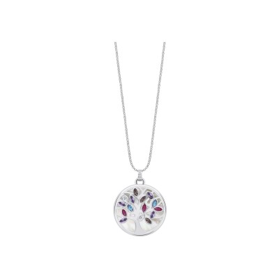 Collier Lotus Silver Rainbow Tree Of Life en argent