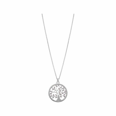 Collier Lotus Tree Of Life rose en argent et oxydes de zirconium