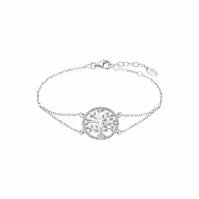 Bracelet Lotus Tree Of Life rose en argent et oxydes de zirconium