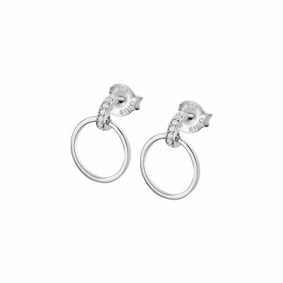 Boucles d'oreilles Lotus Silver Pure Essential en argent et strass