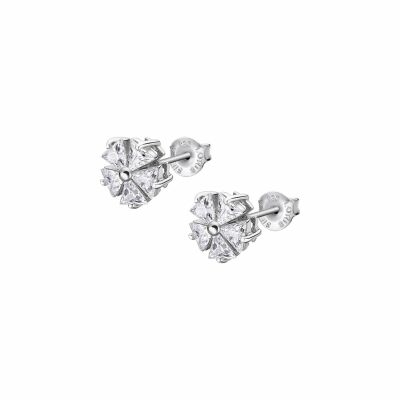 Boucles d'oreilles Lotus Pure Essential Fleur en argent et oxydes de zirconium