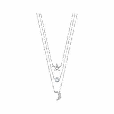 Collier Lotus Trendy en acier et oxyde de zirconium