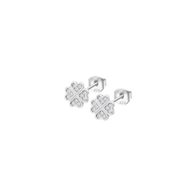Boucles d'oreilles Lotus Silver Mystic Trèfle en argent