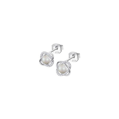 Boucles d'oreilles Lotus Silver Pearls en argent