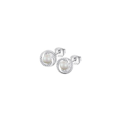 Boucles d'oreilles Lotus Silver Pearls en argent