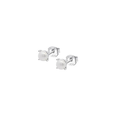 Boucles d'oreilles Lotus Silver Pearls en argent