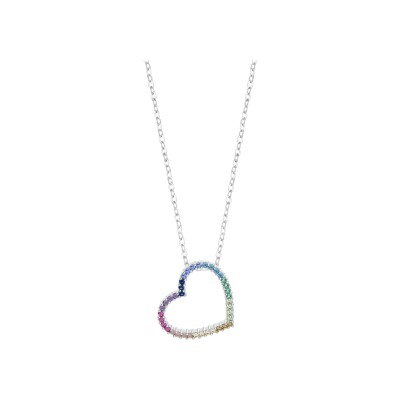 Collier Lotus Silver Rainbow Coeur en argent