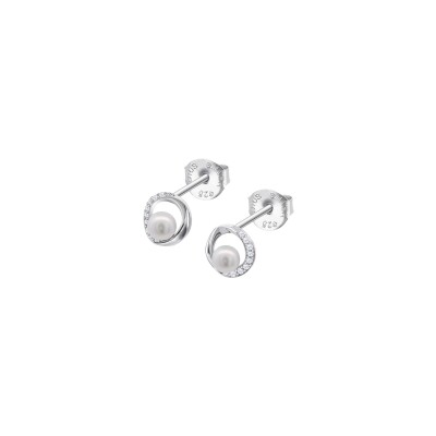 Boucles d'oreilles Lotus Silver Pearls en argent
