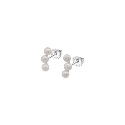 Boucles d'oreilles Lotus Silver Pearls en argent