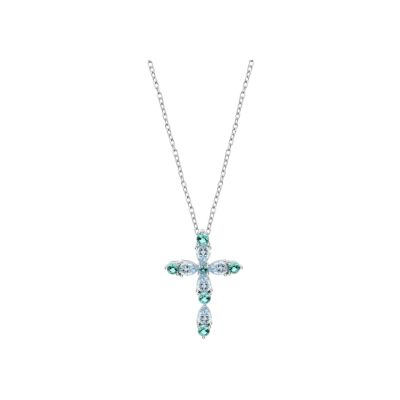 Collier Lotus Silver Colors Croix en argent