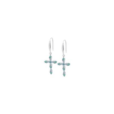 Boucles d'oreilles Lotus Silver Colors Croix en argent