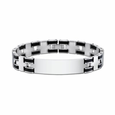 Bracelet Lotus Style Men In Black en acier et cuir