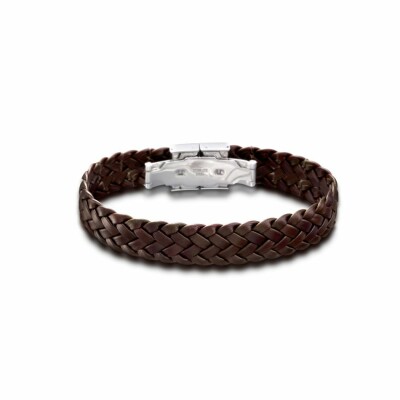 Bracelet Lotus Style Men Basic en acier et cuir