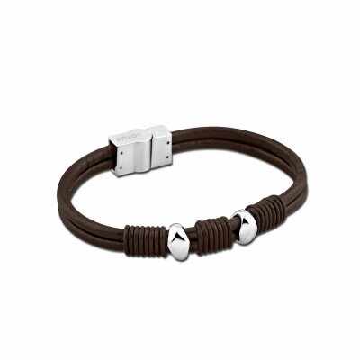 Bracelet Lotus Style Men Basic en acier et cuir