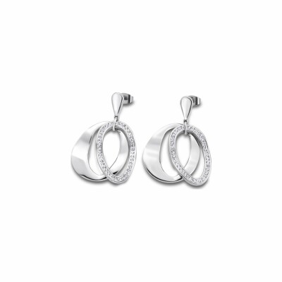 Boucles d'oreilles Lotus Style Urban Woman en acier et oxydes de zirconium