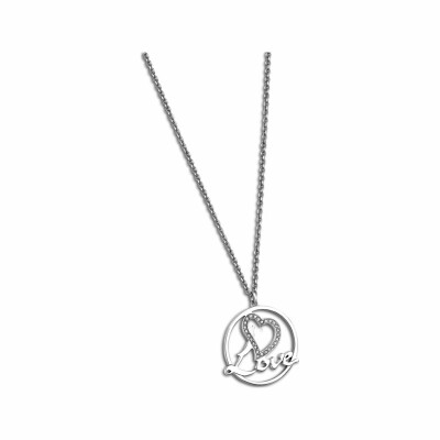Collier Love Lotus Style Historique en acier et oxydes de zirconium