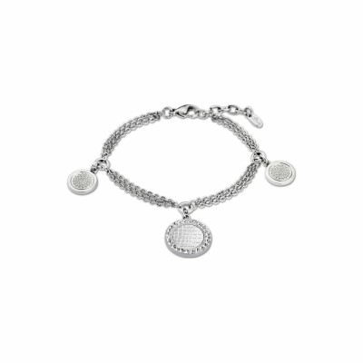 Bracelet Lotus Style Historique en acier et oxydes de zirconium