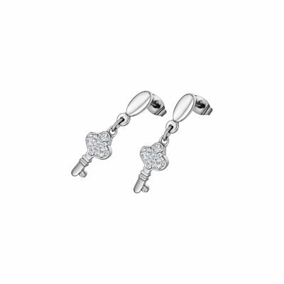 Boucles d'oreilles Lotus Style Historique en acier et oxydes de zirconium
