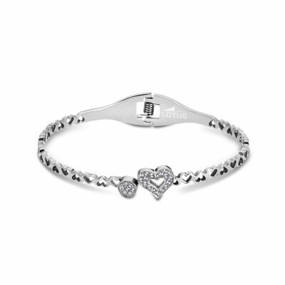 Bracelet Lotus Style Bliss coeur en acier et oxydes de zirconium