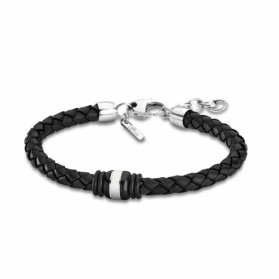 Bracelet Lotus Style Urban Man en acier et cuir