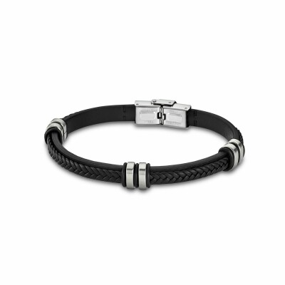 Bracelet Lotus Style Urban Man en acier et cuir