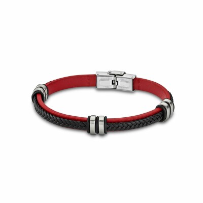 Bracelet Lotus Style Urban Man en acier et cuir