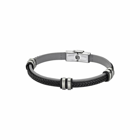 Bracelet Lotus Urban Man en acier et cuir