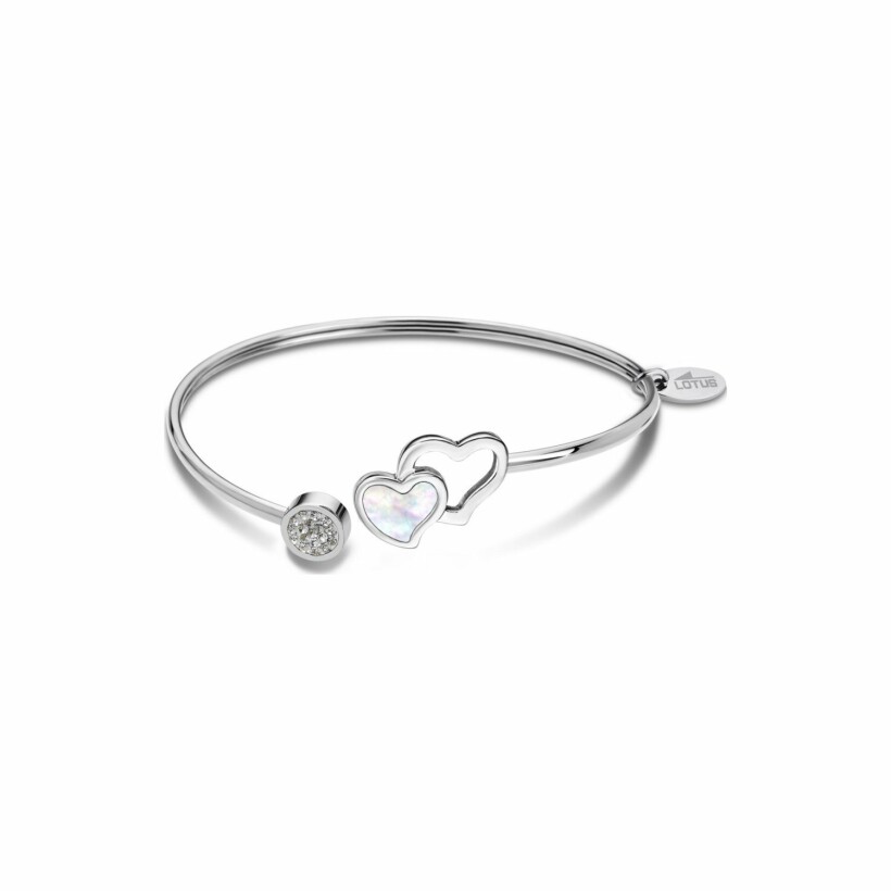 Bracelet Lotus Bliss Coeurs en acier et oxydes de zirconium