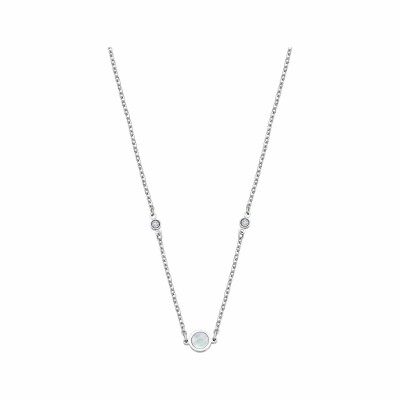 Collier Lotus Style Bliss en acier et nacre