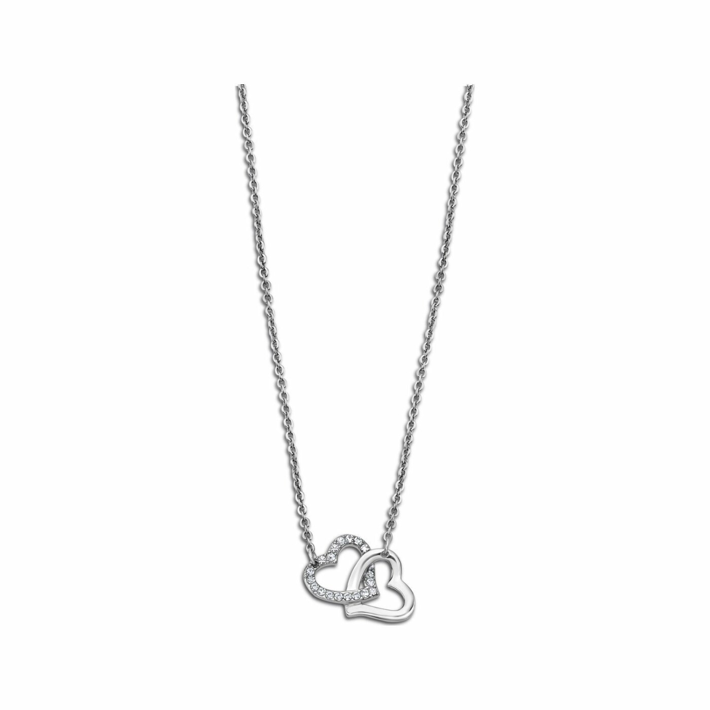 Collier Lotus Style Woman'S Heart en acier et oxydes de zirconium