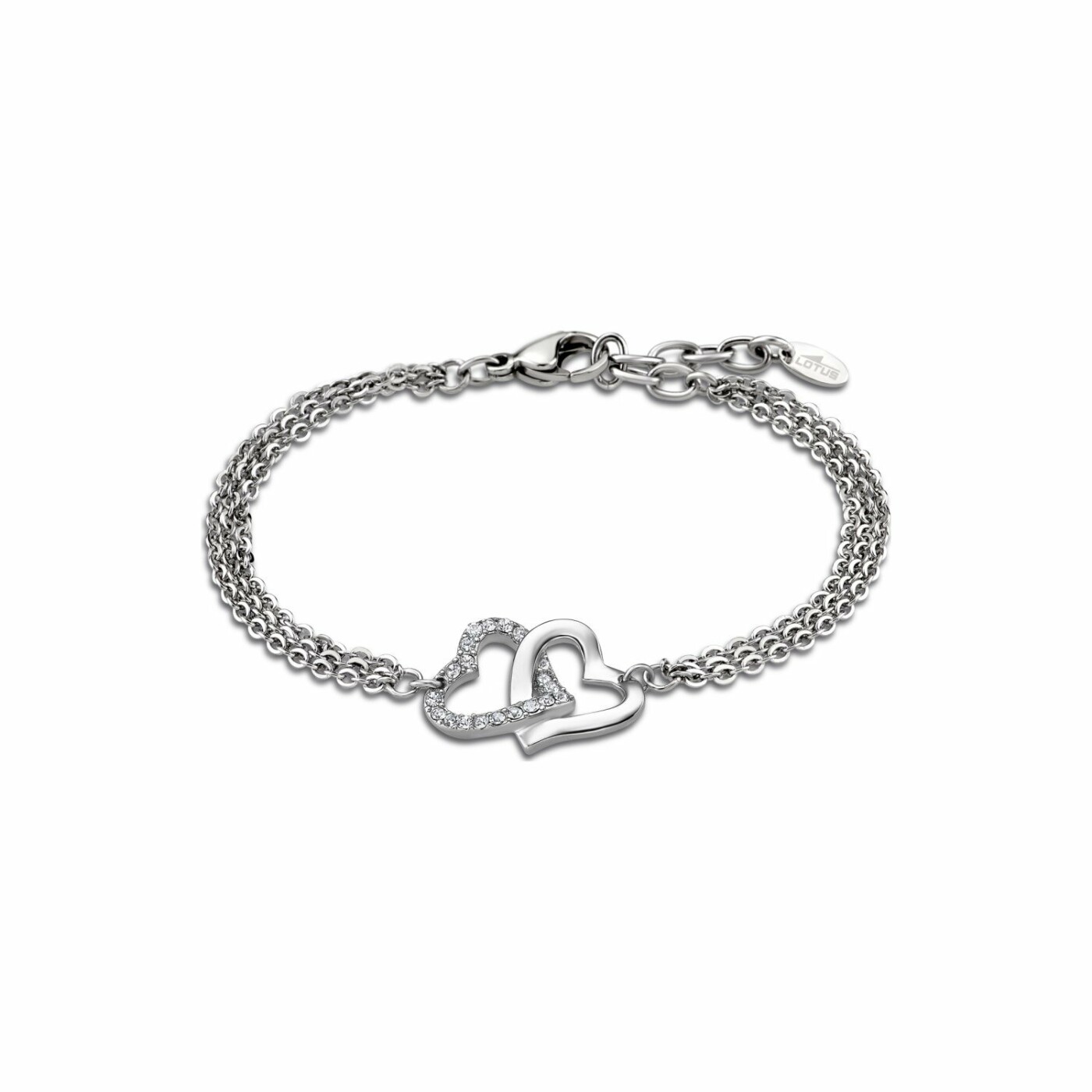 Bracelet Lotus Style Woman'S Heart en acier et oxydes de zirconium