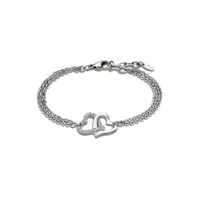 Bracelet Lotus Style Woman'S Heart en acier et oxydes de zirconium