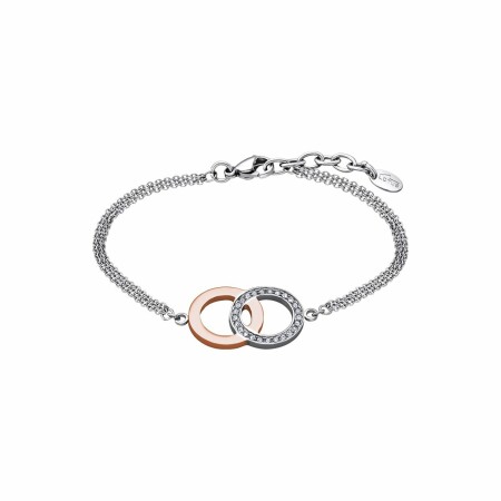 Bracelet Lotus Style Bliss en acier, métal doré rose et oxydes de zirconium