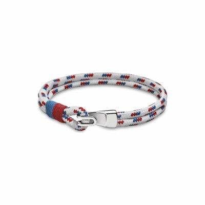 Bracelet Lotus Urban Man en acier et tissu blanc bleu et rouge