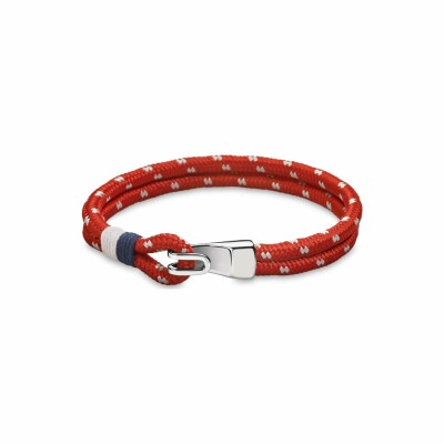 Bracelet Lotus Urban Man en acier et tissu rouge et blanc