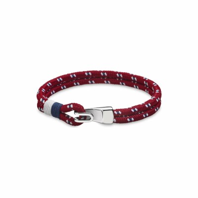 Bracelet Lotus Historique en acier tissu rouge foncé bleu et blanc