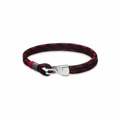 Bracelet Lotus Historique en acier et tissu noir et rouge