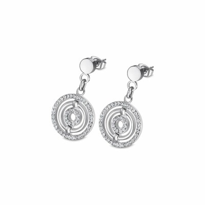 Boucles d'oreilles Lotus Style Urban Woman en acier et oxydes de zirconium