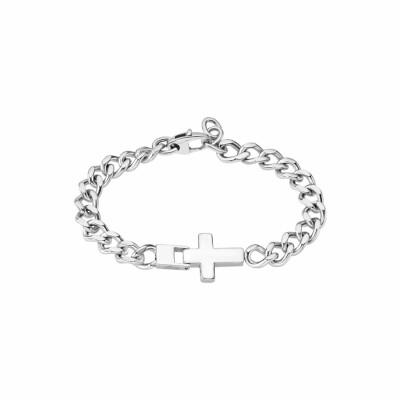 Bracelet Croix Lotus Style Men In Black en acier