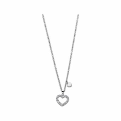 Collier Lotus Style Woman'S Heart en acier et oxydes de zirconium