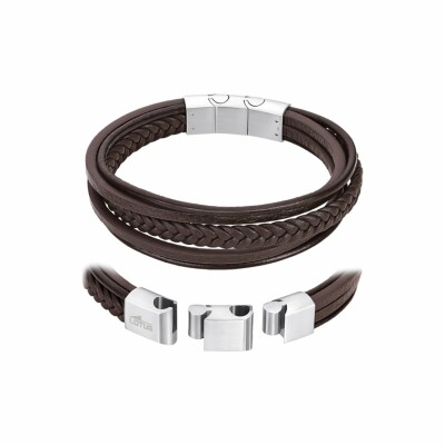 Bracelet Lotus Urban Man en acier et cuir