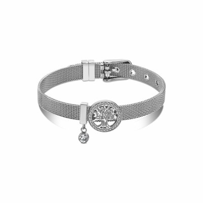 Bracelet Lotus Style Bliss en acier et oxydes de zirconium