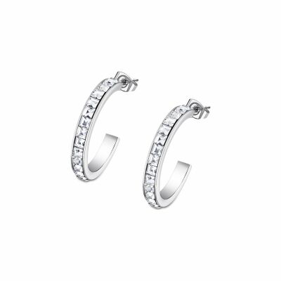 Boucles d'oreilles Lotus Urban Woman en acier et oxydes de zirconium